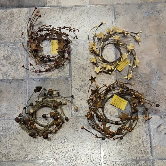 Primitive Country Cabin Pip Berry Candle Ring Wreaths BNWT - Picture 1 of 6